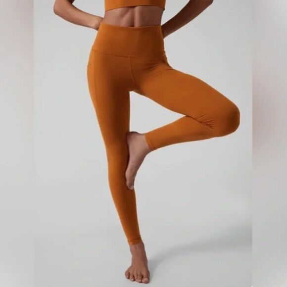 Athleta Salutation Stash Tights Leggings Cattail Brown Small - Picture 1 of 6